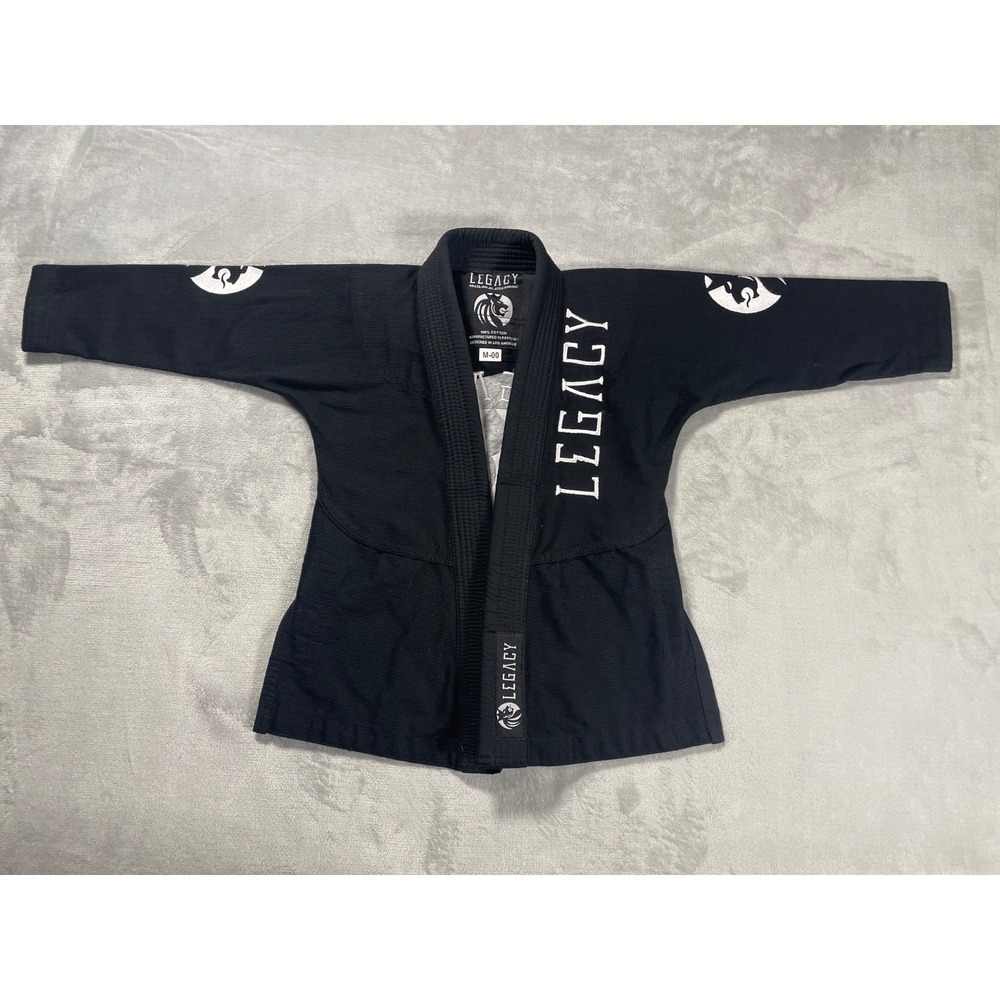 Legacy Brazilian Jiu Jitsu Gi Jacket Kids M-00 Black BJJ Kimono Top Logo